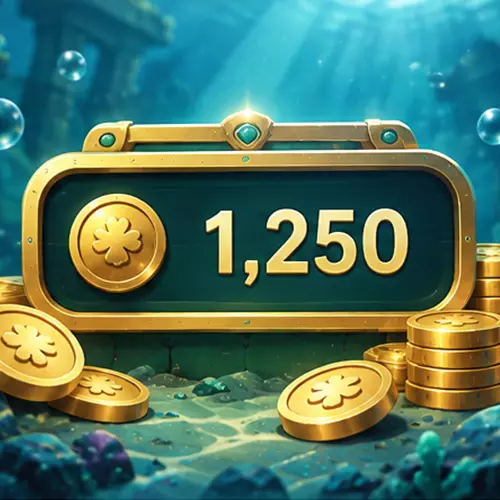 捕魚遊戲分數介面示意圖，金色計分板顯示 1250 數值並搭配金幣。
