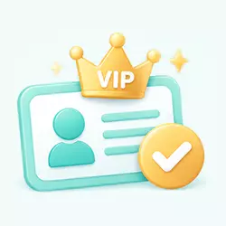 BC博粹VIP會員身分示意圖，會員卡搭配VIP皇冠及金色確認標記。