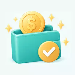 BC博粹會員等級福利示意圖，青綠色錢包搭配金幣及金色確認標記。