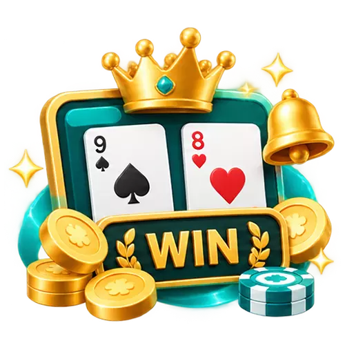 真人視訊遊戲勝出示意圖，黑桃與紅心撲克牌搭配皇冠、金幣及 WIN 標誌。