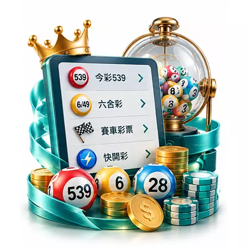 彩票遊戲種類示意圖，玩法選單搭配彩球號碼與開獎時鐘。