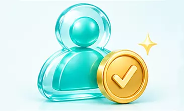 BC博粹VIP會員成就徽章示意圖，青綠色獎章搭配金色確認標記。
