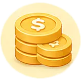 BC博粹有效投注金額圖示，金幣堆疊與美元符號呈現流水金額概念。